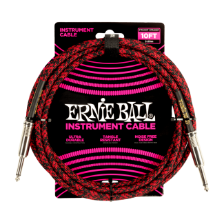 ERNIE BALL SZÖVETKÁBEL FEKETE-Piros 3M