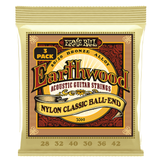 EARTHWOOD FOLK NYLON CLEAR&GOLD BALL END 3 Pack